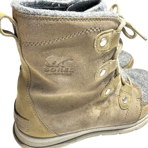 Sorel Joan Explorer Leather Boots Beige/Gray Size 9.5 - Picture 5 of 9